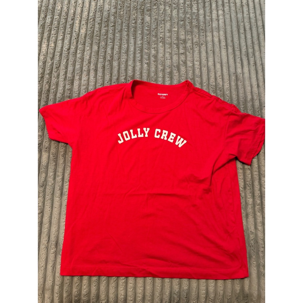 Old Navy Jolly Crew Graphic T-Shirt Mens Medium Red Short Sleeve Holiday Tee